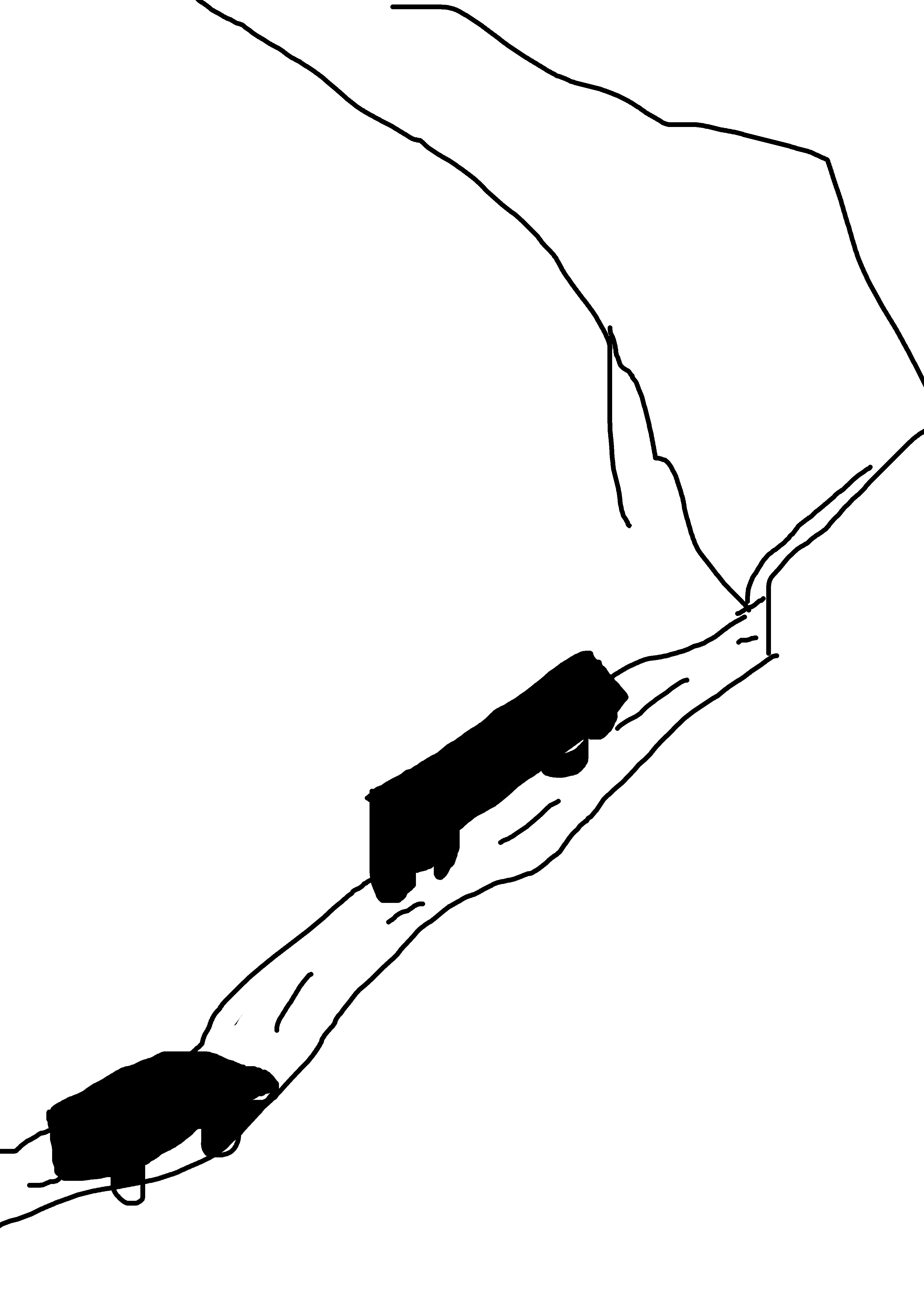Sketch of vehicles on a winding road